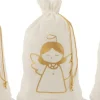 J-Line Kerstsokken> Zak Kerst Engel/Kerstboom/Sneeuwman Velvet Wit/Goud Large Assortiment Van 3