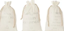 J-Line Kerstsokken> Zak Kerst Engels Velvet Wit Medium Assortiment Van 3