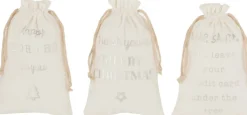 J-Line Kerstsokken> Zak Kerst Engels Velvet Wit Small Assortiment Van 3