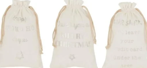 J-Line Kerstsokken> Zak Kerst Engels Velvet Wit Small Assortiment Van 3
