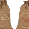 J-Line Kerstsokken> Zak Kerst Frans Jute Naturel Large Assortiment Van 2