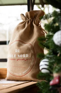 J-Line Kerstsokken> Zak Kerst Frans Jute Naturel Medium Assortiment Van 2