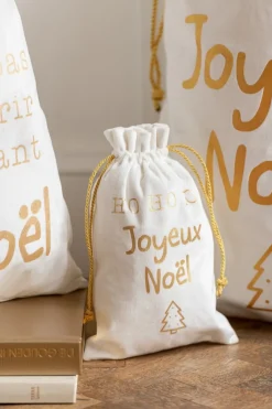 J-Line Kerstsokken> Zak Kerst Frans Velvet /Goud Medium Assortiment Van 3
