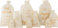 J-Line Kerstsokken> Zak Kerst Frans Velvet /Goud Large Assortiment Van 3