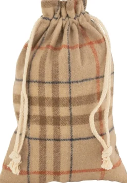 J-Line Kerstsokken> Zak Kerst Ruit Textiel Beige/Bruin Small - 4 Stuks