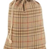 J-Line Kerstsokken> Zak Kerst Ruit Textiel Beige/Bruin Large