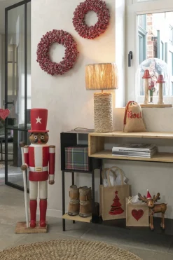 J-Line Kerstsokken> Zak Noel Pailletten+Trekkoord Jute Naturel Assortiment Van 3