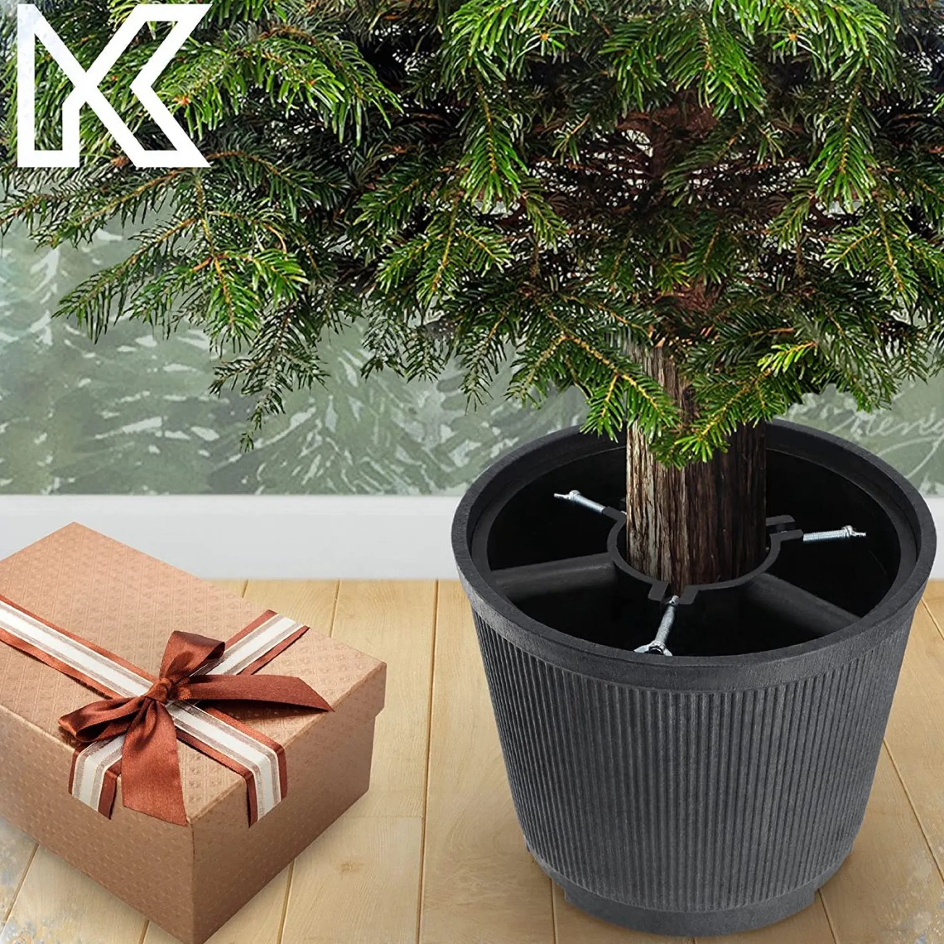 KADAX Kerstboomstandaard, Kerstboomstandaard Van Gerecyclede Kunststof, Dennenboomstandaard Voor Een Echte Boom, Standaard Voor Een Kerstboom (Boomhoogte Tot 250 Cm/Grafiet) Hot