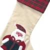 Merkloos Kerstsokken>Katoenen Kerstsok - Kerstman - Ruiten - Rood - Kerstversiering - Decoratie - Interieur