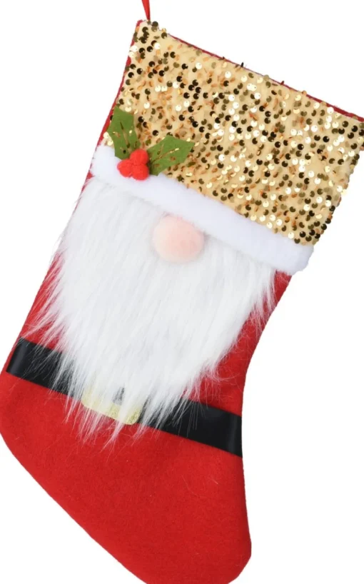 Koopman Kerstsokken>Kerst - Kerst Sok - Sok - Gnome - Met Pailletten - Glitter