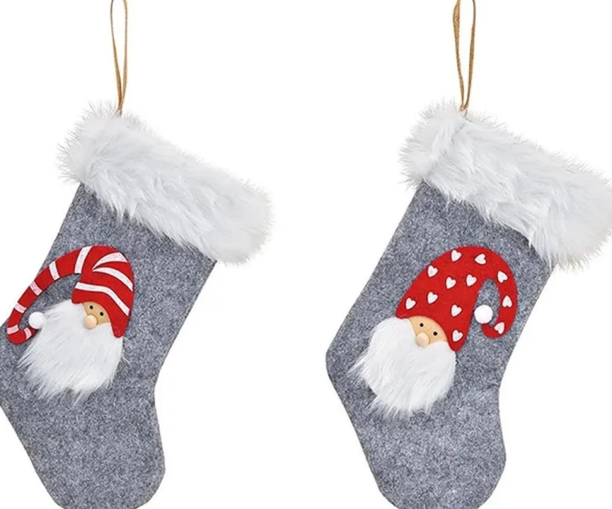 Merkloos Kerstsokken>Kerst - Kerstdecoratie - Kerstdagen - Kerstsok Met Kerstman, Set Van 2