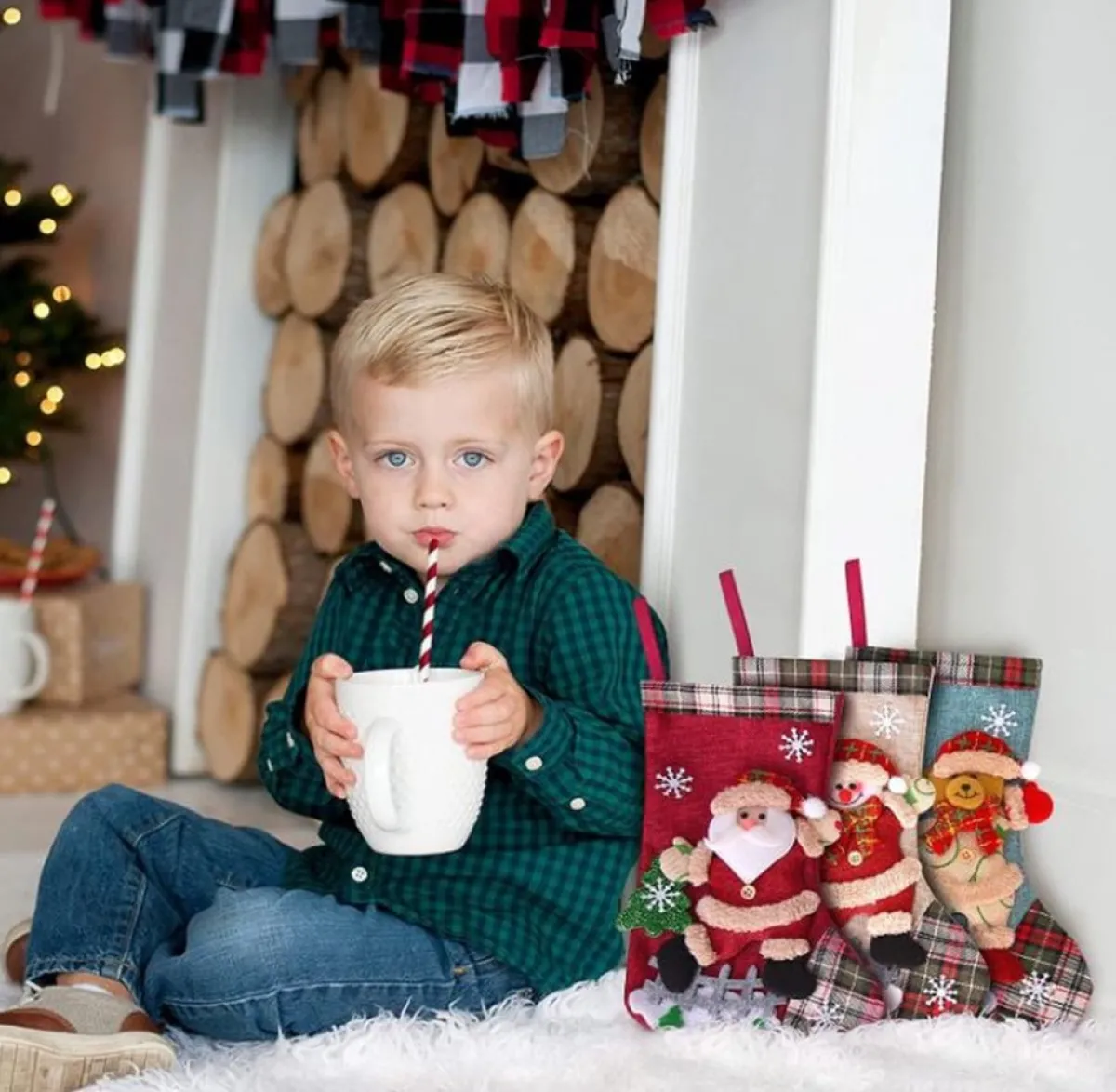 Merkloos Kerststukjes>Kerst Decoratie Voor Binnen - Kerstkous 3 Stuks
