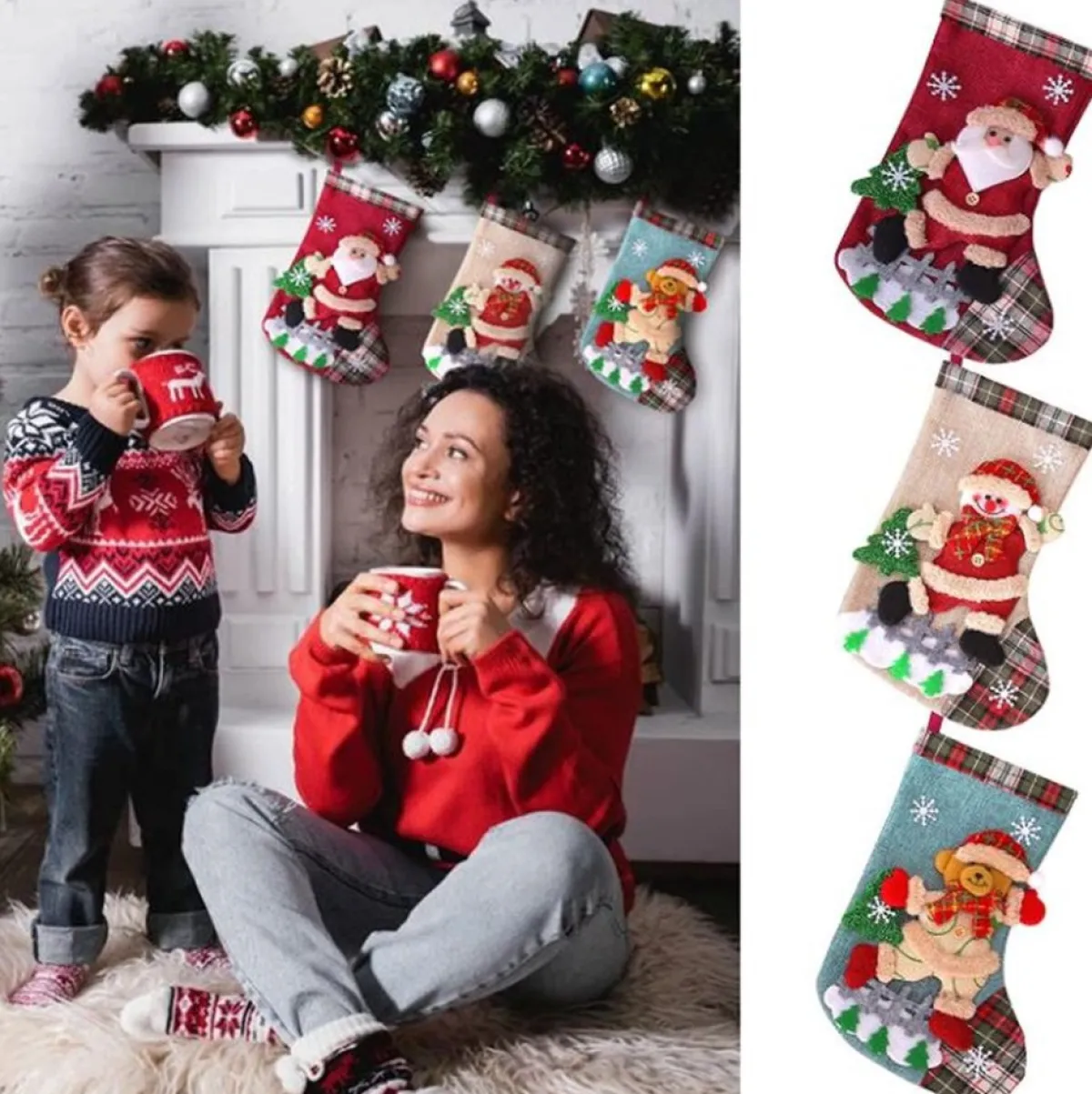 Merkloos Kerststukjes>Kerst Decoratie Voor Binnen - Kerstkous 3 Stuks