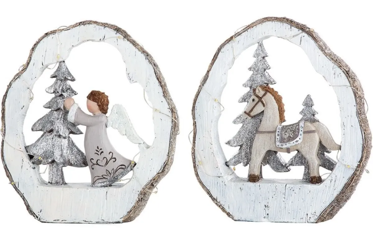 Gilde handwerk Kerststukjes>Kerst Engel En Paard In Boomstam Hout Kerstmis, Kerstdecoratie, Kerst, Winter, Kerstman