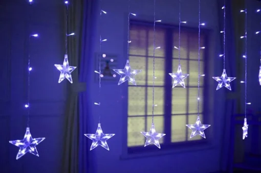 Merkloos Kerst Gordijn Ster 2 Meter - Blauw Blauw (460Nm) Online