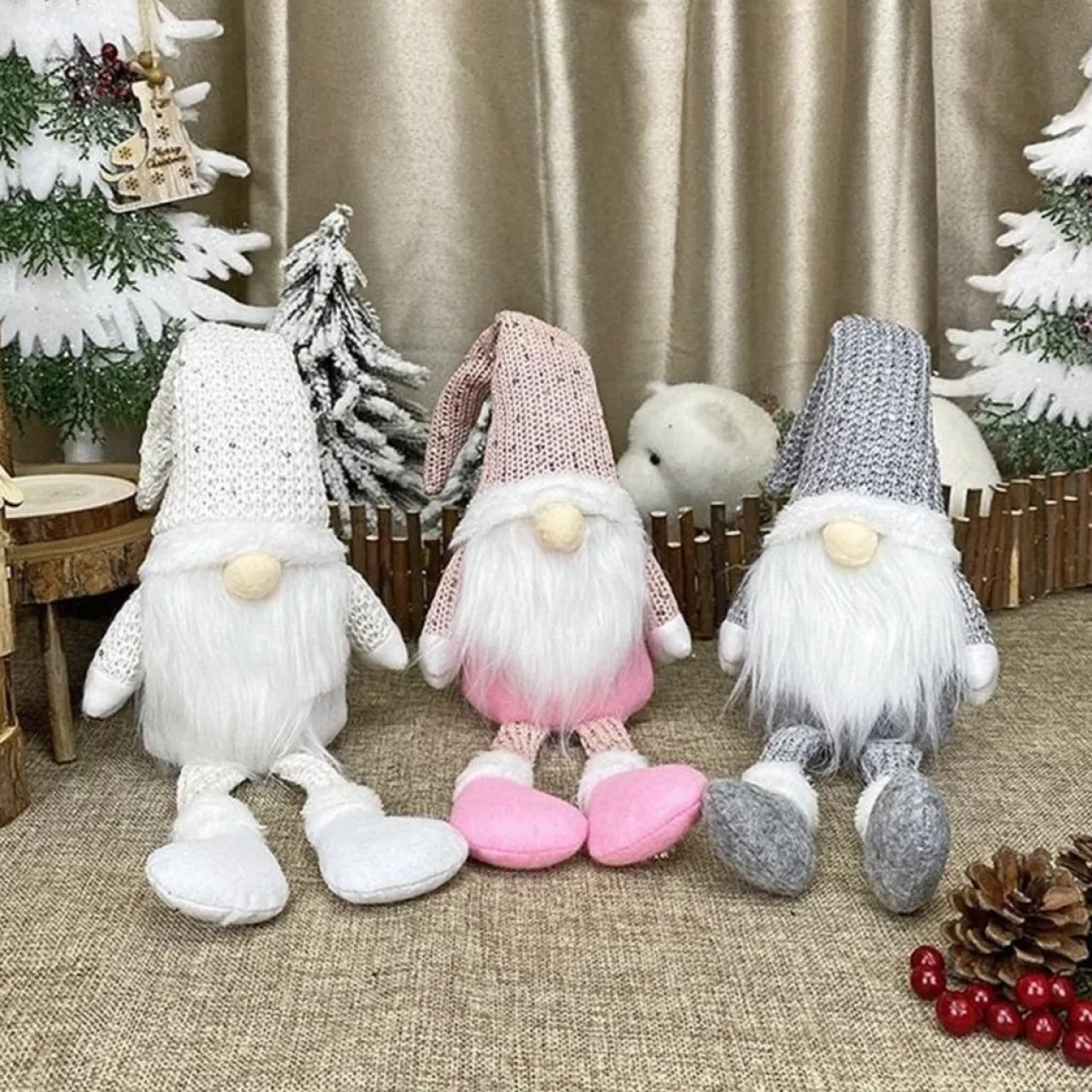 Merkloos Kerststallen>Kerst Kabouter Faceless Poppetjes Set Van 3