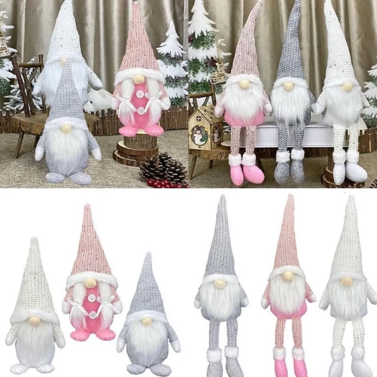 Merkloos Kerststallen>Kerst Kabouter Faceless Poppetjes Set Van 3