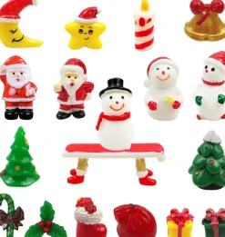 Merkloos Kerststukjes>Kerst Ornamenten – 18 Stuks - Kerst Micro Landschap - Mini Kerstman – Sneeuwpop – Beeldjes - Desktop Display - Kerst Accessoires - Poppenhuis Decoratie - Kerstdecoratie