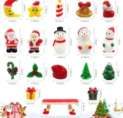 Merkloos Kerststukjes>Kerst Ornamenten – 18 Stuks - Kerst Micro Landschap - Mini Kerstman – Sneeuwpop – Beeldjes - Desktop Display - Kerst Accessoires - Poppenhuis Decoratie - Kerstdecoratie