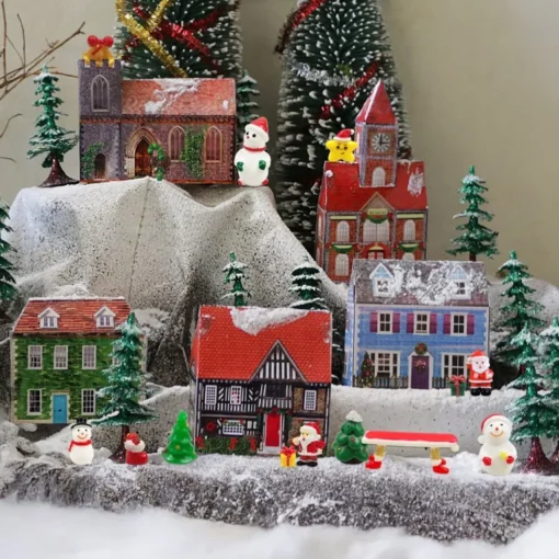Merkloos Kerststukjes>Kerst Ornamenten – 18 Stuks - Kerst Micro Landschap - Mini Kerstman – Sneeuwpop – Beeldjes - Desktop Display - Kerst Accessoires - Poppenhuis Decoratie - Kerstdecoratie
