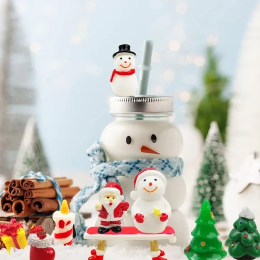 Merkloos Kerststukjes>Kerst Ornamenten – 18 Stuks - Kerst Micro Landschap - Mini Kerstman – Sneeuwpop – Beeldjes - Desktop Display - Kerst Accessoires - Poppenhuis Decoratie - Kerstdecoratie