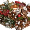 G. Wurm Kerststukjes>Kerst Thema Kaarsenhouder Ornament Bruin/Rood Van Hout 18 Cm - Kaarsjes Branden Tafel Decoratie