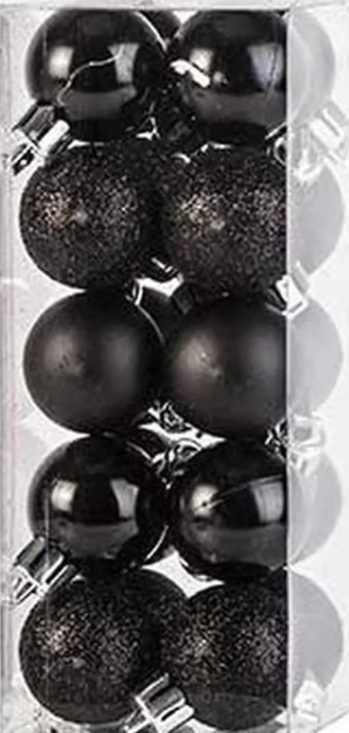 Merkloos Kerstboomversieringen>Kerstballen - 40 Stuks - Goud En Zwart - Mix - 3 Cm - Mat - Glans - Glitter - Kunststof