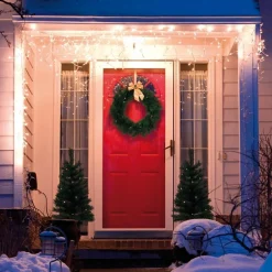 Merkloos Kerstbomen En Kerstkrans Met Verlichting - Led - Set Van 3 Stuks - Kunstkerstboom - Kunstkerstboom Met Verlichting - Kerstkrans Fashion