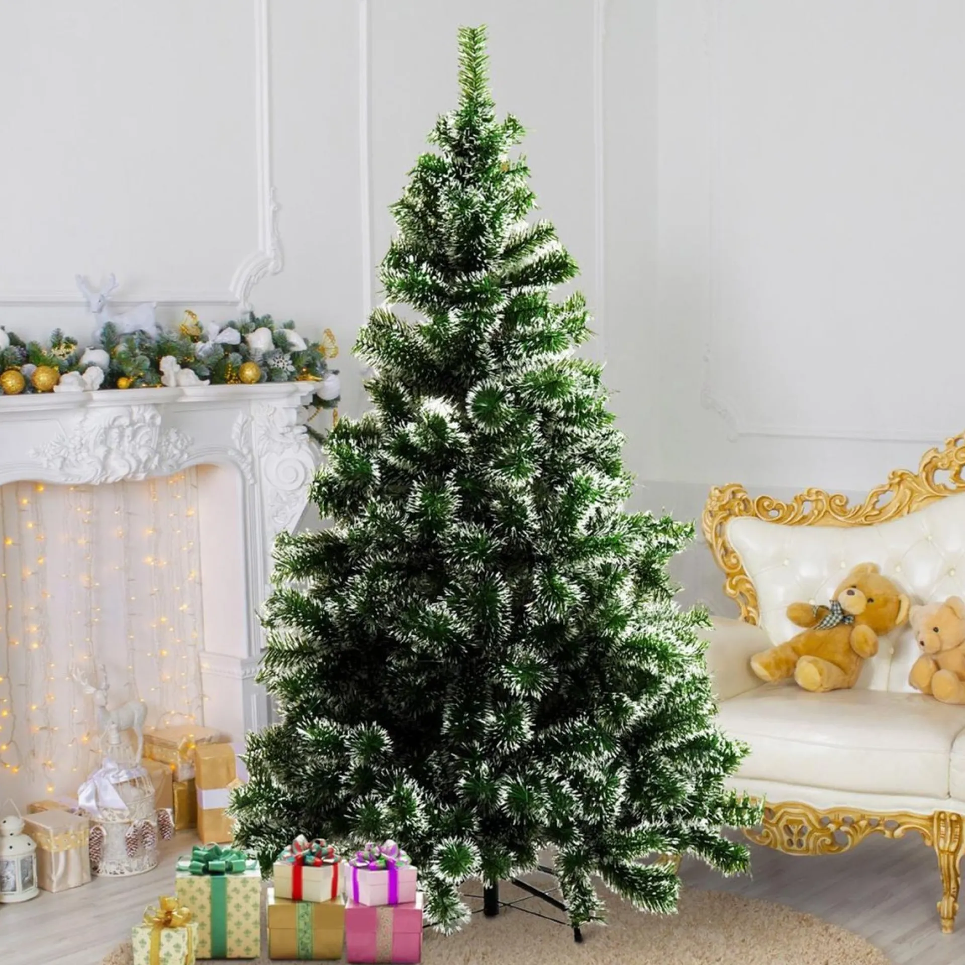 ChristmasGoodz Kerstboom - Kunstkerstboom - Kunstkerstboom 150 Cm - Met Sneeuw - H 150 X B 75 Cm Cheap