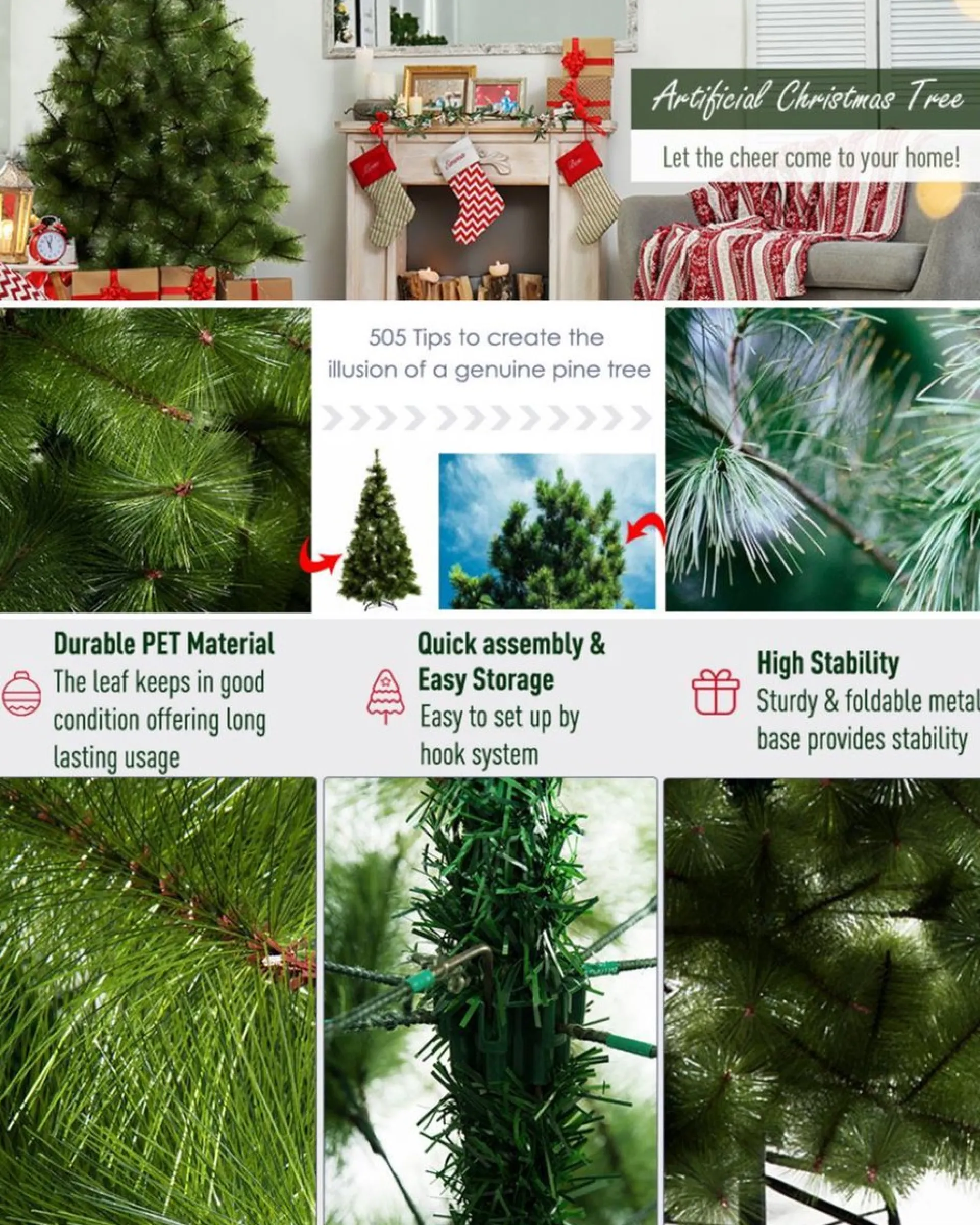 ChristmasGoodz Kerstboom - Kunstkerstboom - Kunstkerstboom 210 Cm - H 210 X B 90 Cm New