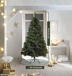 AG Store Kerstboom Ag - Volle Boom - Kunstkerstboom 210Cm Hoog - 1160 Takken - Inclusief 1000 Leds- Kunstkerstbomen - Christmas Tree - Groot- Veel Takken - Donker Kerst - Decoratie Fashion