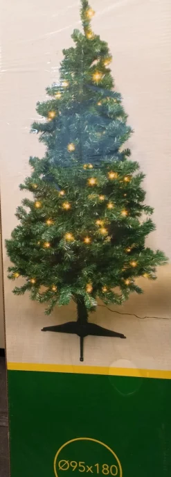 Brand with no name Kerstboom Met Platte Achterzijde Incl. 80 Led Lampjes Warm Wit Licht Outlet