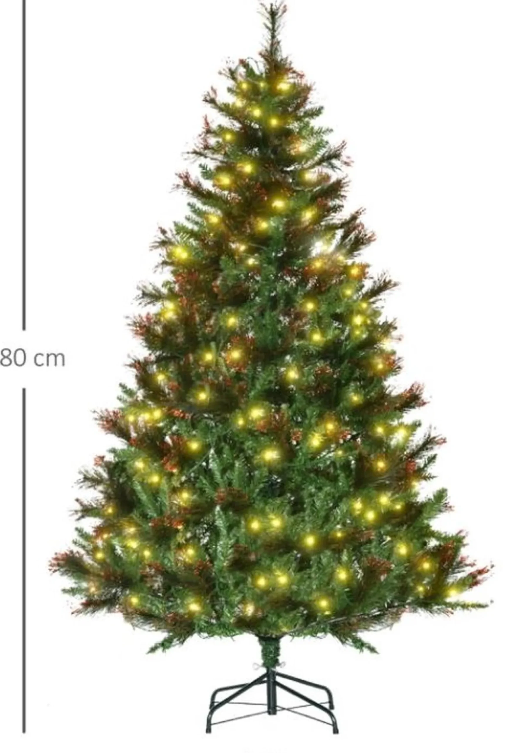 Merkloos Kerstboom Met Verlichting - Kunstkerstboom - Kunstboom - 200 Led's - Christmas Tree - Kerstboom 180Cm - 616 Takken - Diameter Doorsnede 112Cm Clearance