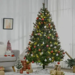 Merkloos Kerstboom Met Verlichting - Kunstkerstboom - Kunstboom - 200 Led's - Christmas Tree - Kerstboom 180Cm - 616 Takken - Diameter Doorsnede 112Cm Clearance