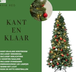 Easy Set up Tree Kerstboom Met Versiering ® Led Avik Red 210 Cm - 310 Lampjes Shop
