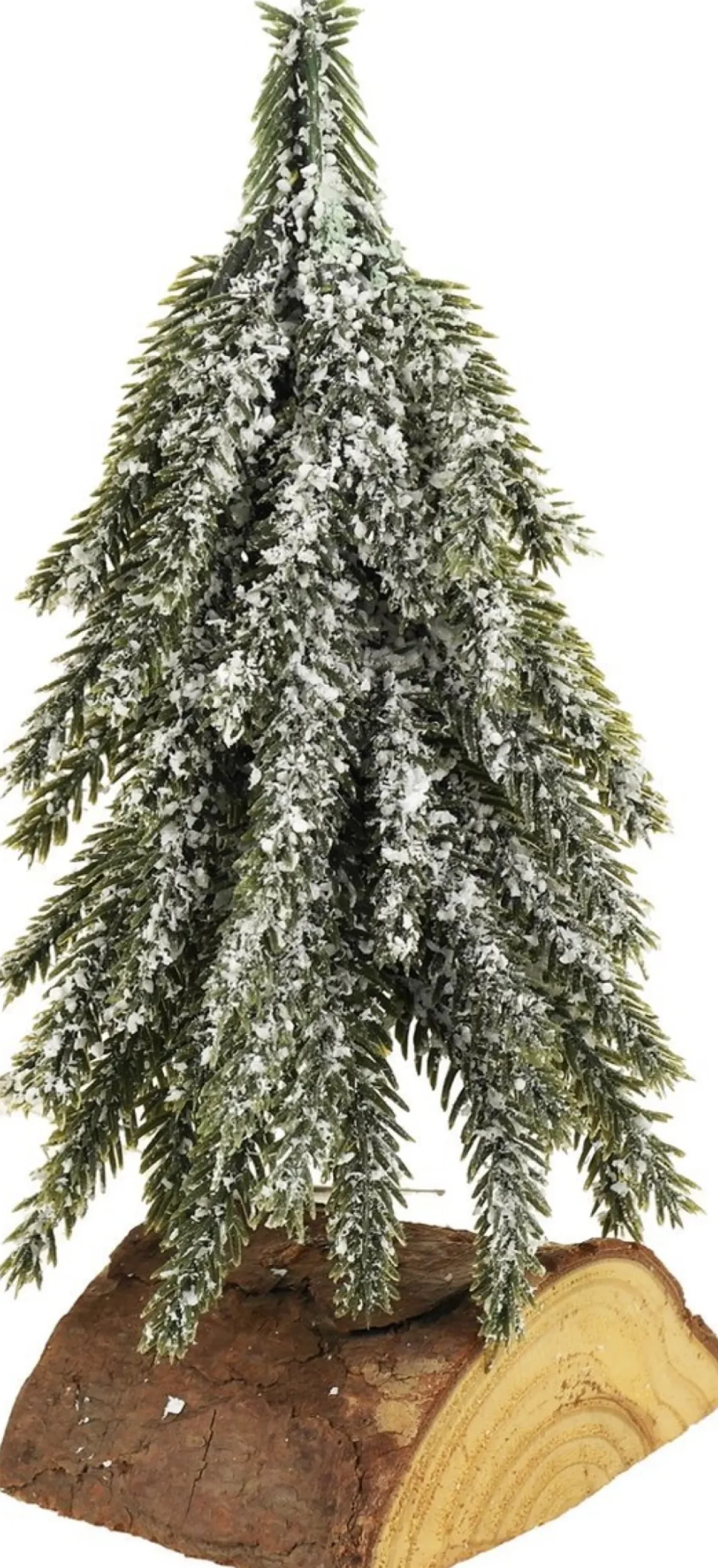 Amazing Rhino Kerststukjes>Kerstboompje Mini Op Houtblok - Bedekt Met Sneeuw - 23 Cm - Decoractie Kerst