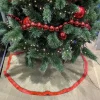 Merkloos Kerstboomrok - Kerstboom Kleed - Kerstboomrok Jute & Rode Met Franjes - 95 Cm Diameter Best