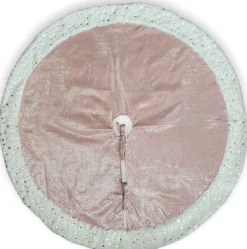 Merkloos Kerstboomrok | Roze | Zilver | Sterren | Glitter | O100 Cm | Pluche | Kerstdecoratie