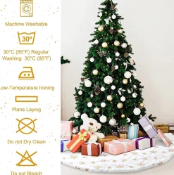 Selwo Kerstboomrok Groot Kerstboomrok Wit Voor Sneeuw Kerstboom Kerstboomplafond, Kerstversiering Goud, Kerstboomversiering, Kerstboomplafond, Dennenboomplafond Rond Outlet
