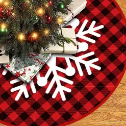 BTH Kerstboomrok Kerstkleed Kerstboomkleed Kerstversiering Kerstdecoratie Kleed Kerst Decoratie Rood Zwart - 90Cm Rood, Groen, Sneeuwvlok Sale