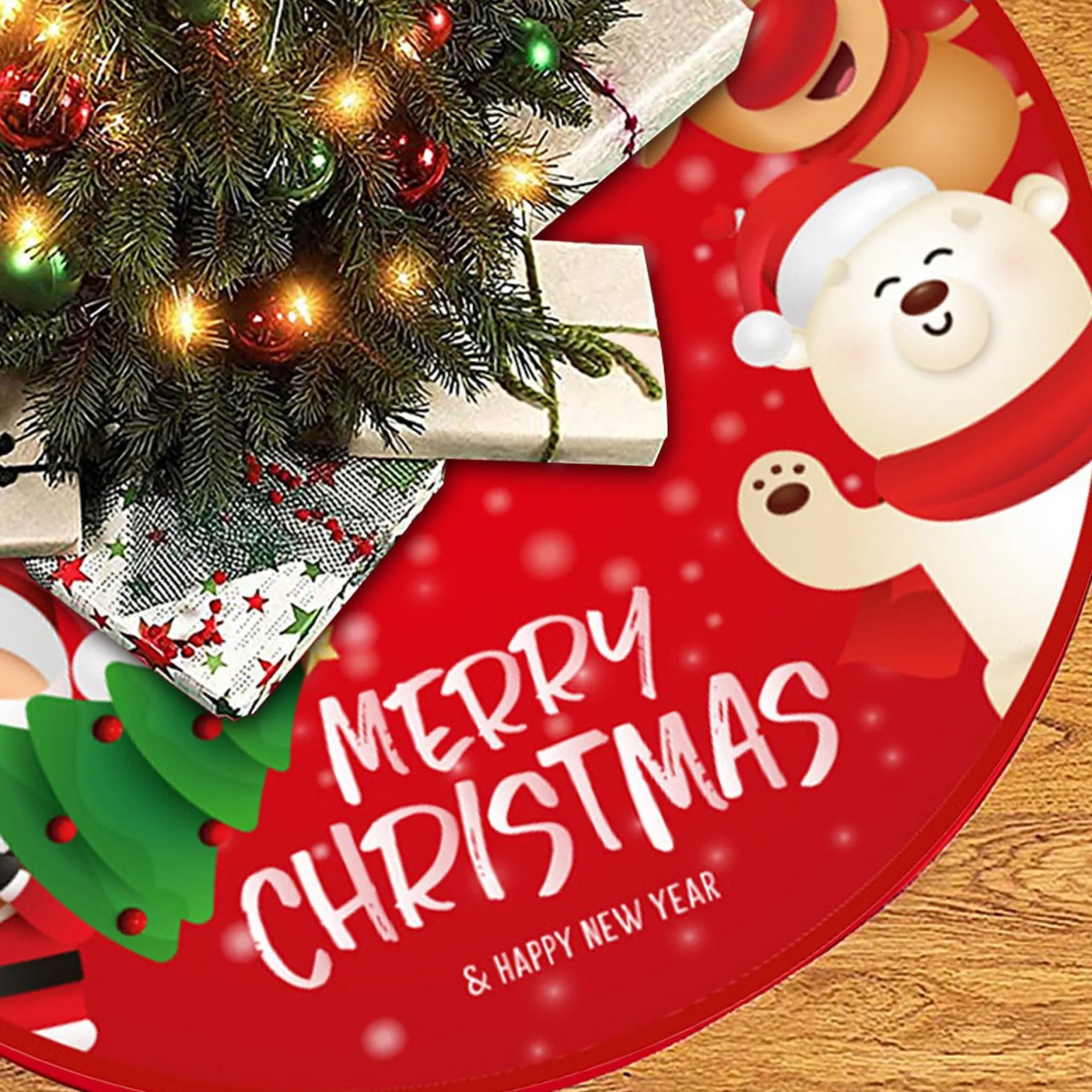 BTH Kerstboomrok Kerstkleed Kerstboomkleed Kerstversiering Kerstdecoratie Kleed Kerst Decoratie Merry Christmas Rood - 90Cm Rood, Merry Christmas2 Best Sale