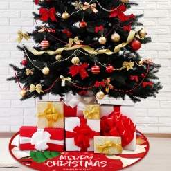 BTH Kerstboomrok Kerstkleed Kerstboomkleed Kerstversiering Kerstdecoratie Kleed Kerst Decoratie Merry Christmas Rood - 90Cm Rood, Merry Christmas2 Best Sale