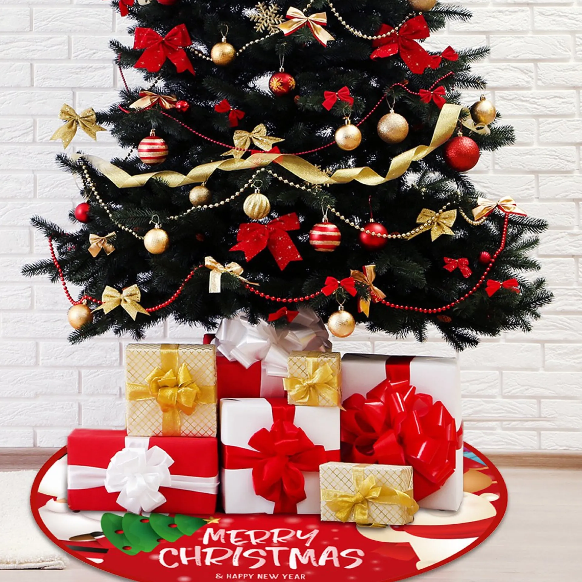 BTH Kerstboomrok Kerstkleed Kerstboomkleed Kerstversiering Kerstdecoratie Kleed Kerst Decoratie Merry Christmas Rood - 90Cm Rood, Merry Christmas2 Best Sale