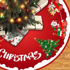 BTH Kerstboomrok Kerstkleed Kerstboomkleed Kerstversiering Kerstdecoratie Kleed Kerst Decoratie Merry Christmas Rood - 90Cm Rood, Merry Christmas Best Sale