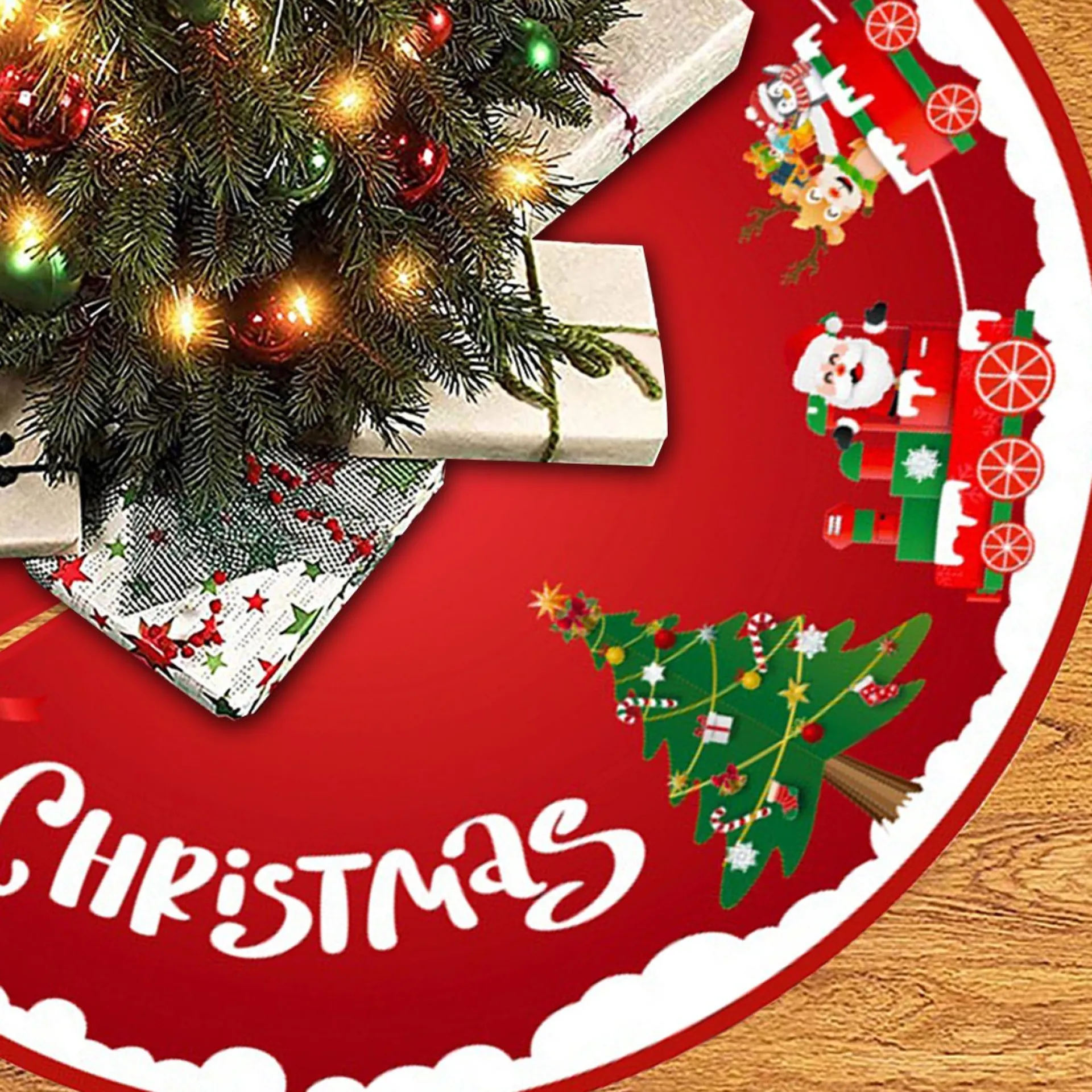 BTH Kerstboomrok Kerstkleed Kerstboomkleed Kerstversiering Kerstdecoratie Kleed Kerst Decoratie Merry Christmas Rood - 90Cm Rood, Merry Christmas Best Sale