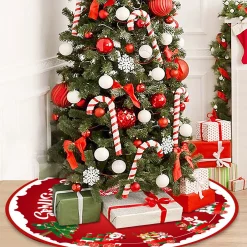 BTH Kerstboomrok Kerstkleed Kerstboomkleed Kerstversiering Kerstdecoratie Kleed Kerst Decoratie Merry Christmas Rood - 90Cm Rood, Merry Christmas Best Sale