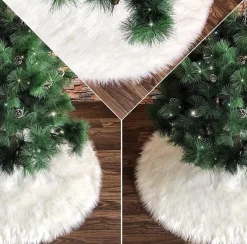 Merkloos Kerstboomrok Wit Pluche, 122 Cm - Boom Rok Voor Kerstmis - Decoraties - Kerstboomkleed Om Kerstboomstandaard Af Te Dekken. Kerst Outlet