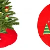 Merkloos Kerstboomrok/Kerstboom Voet Kleed Rood Vilt 90 Cm - Kerstversiering - Kerstboom Rok/Rokken Best