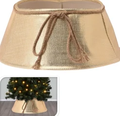 Merkloos Kerstboomrok/Kerstboommand Goud D60 X H25 Cm Voor Een Kerstboom Tot 210 Cm - Kerstboommanden/Kerstboomrokken Flash Sale