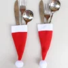 Merkloos Kerststukjes>Kerstdecoratie Voor Bestek - 4 Stuks - Kerstmuts Voor Bestek - Kerstdecoratie Voor Aan De Tafel - Kerst Bestek - Kerstmuts - Voor De Kersttafel - Eier Warmer - Kerstmuts Decoratie - Kerstman Hoedjes Als Decoratie - Kerstfeest - Kerstsok - Bestekset